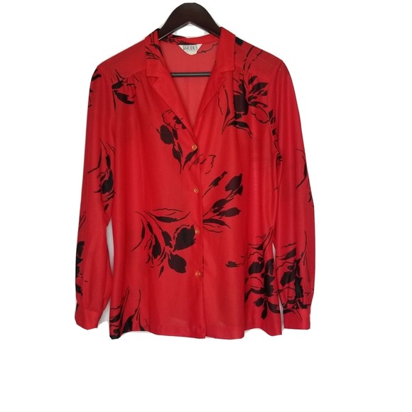 Vintage Rhodes Women's California  Button Front Floral Print Blouse - Picture 1 of 7